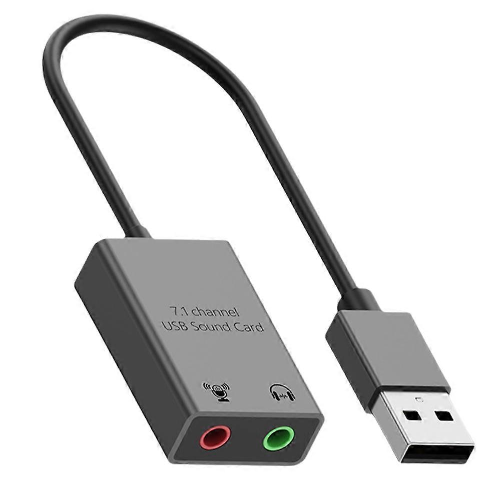 7.1 Channel Sound Card External 3.5mm USB Adapter USB to Microphone Speaker Audio Interface for PS4 Laptop Computer