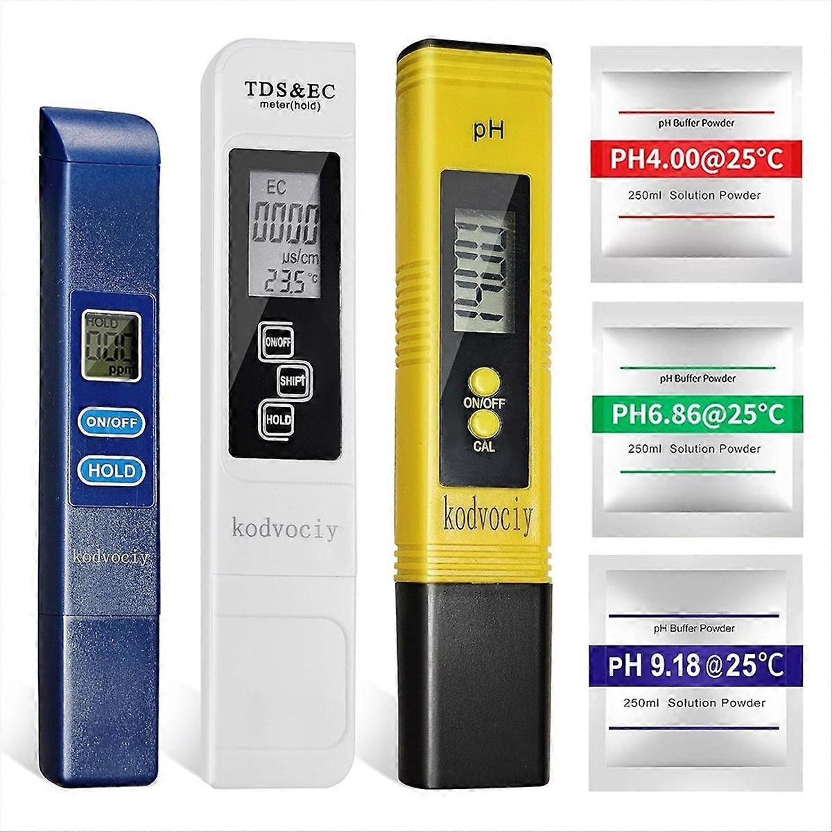 3PCS TDS&PH Meter, PH Meter for Water, 0.01 High Precision