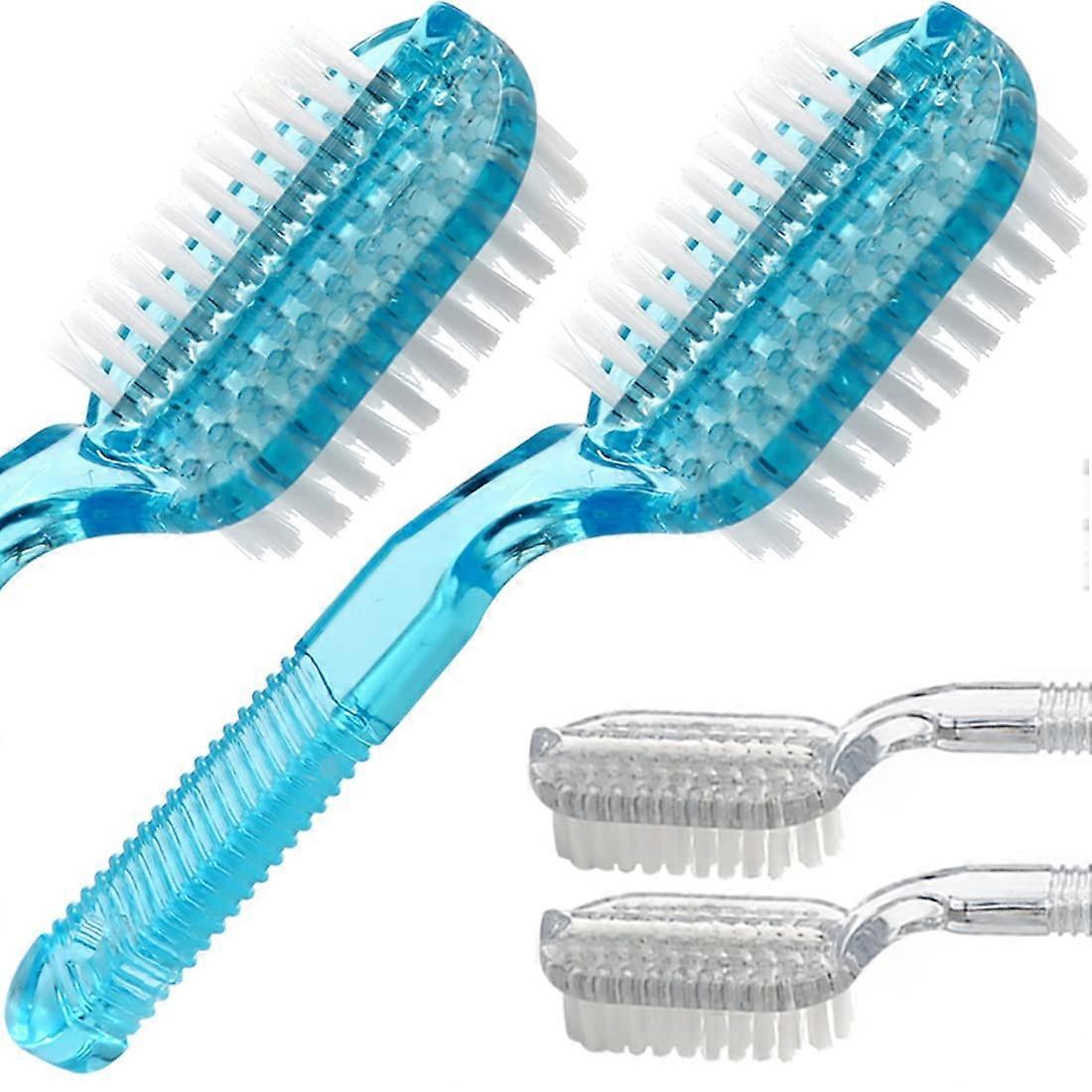 Nail Brush 4 Pack with Handle, Dual Cleaning Surfaces Soft and Stiff Bristles for Hands and Feet
