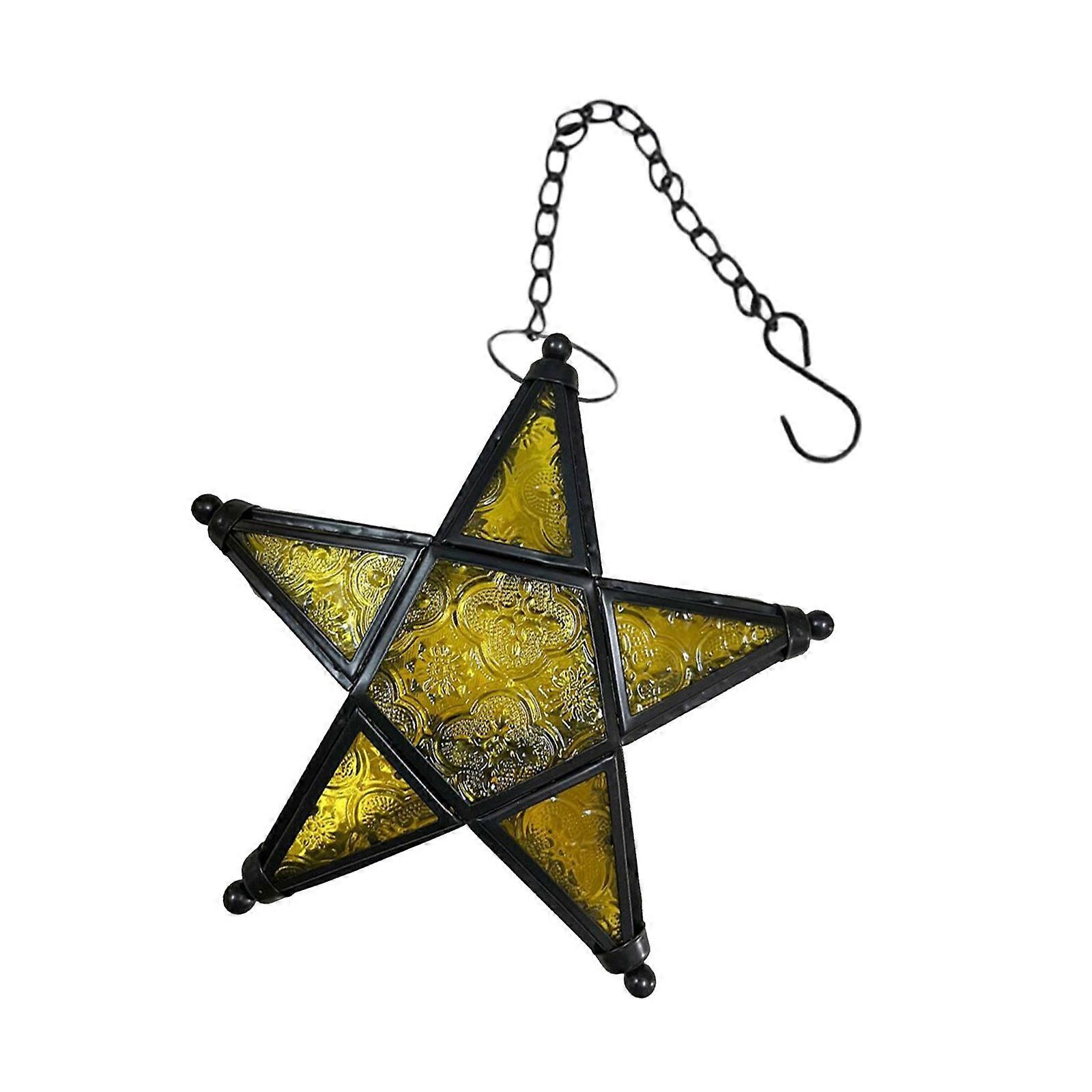 Iron Candle Holders Decorative Base Star Shape Flexible Pairing Option Modern Traditional Space Easy Decors Integration  Yellow