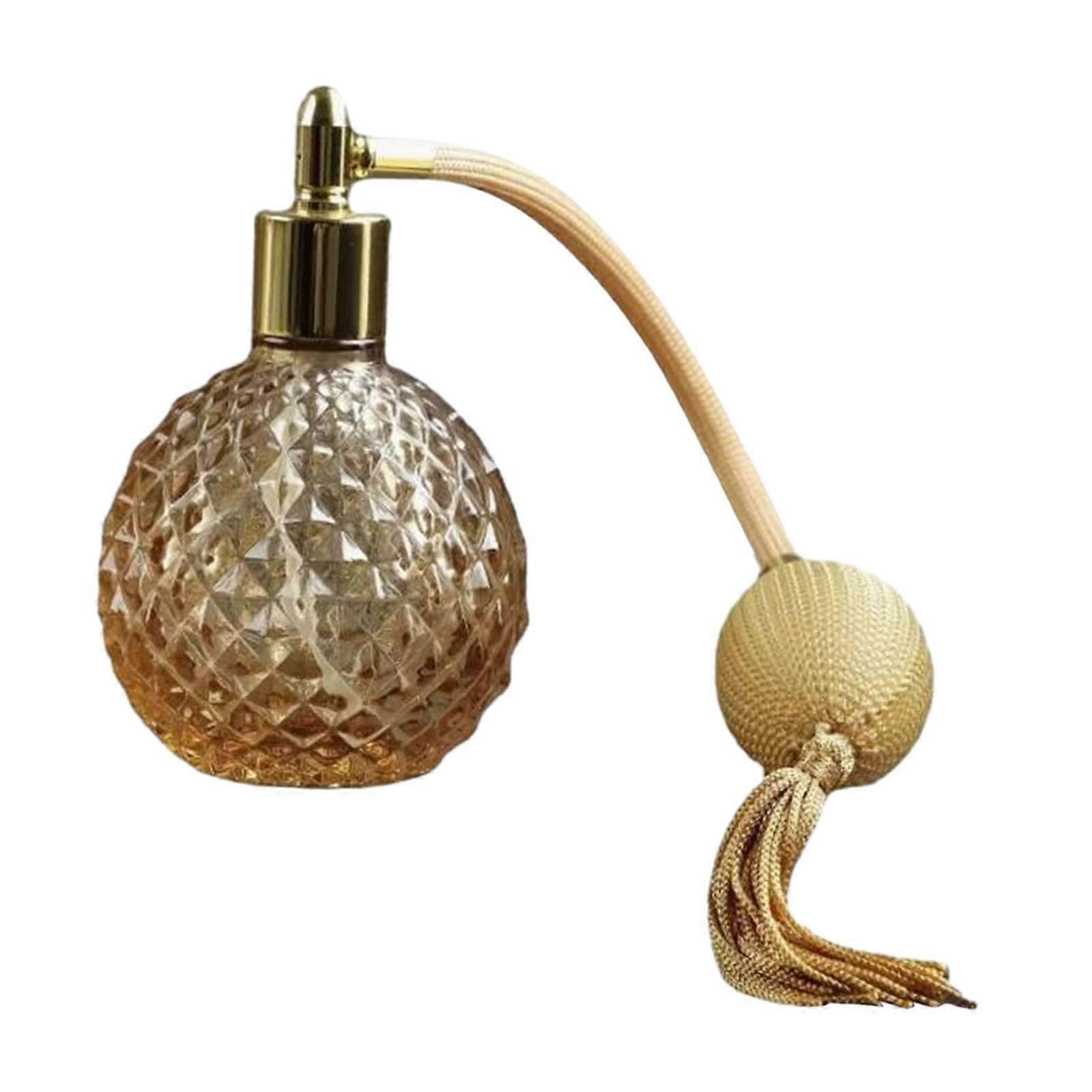 Refillable Perfume Bottle with Easy Refill Design, Leakproof Travel Size Atomizer Yellow Gray