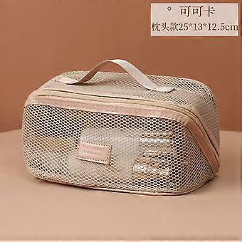 Large Capacity Mesh Handheld Makeup Bag Zipper Multi-layer Transparent Mesh Cosmetic Bag Organizer Case Square