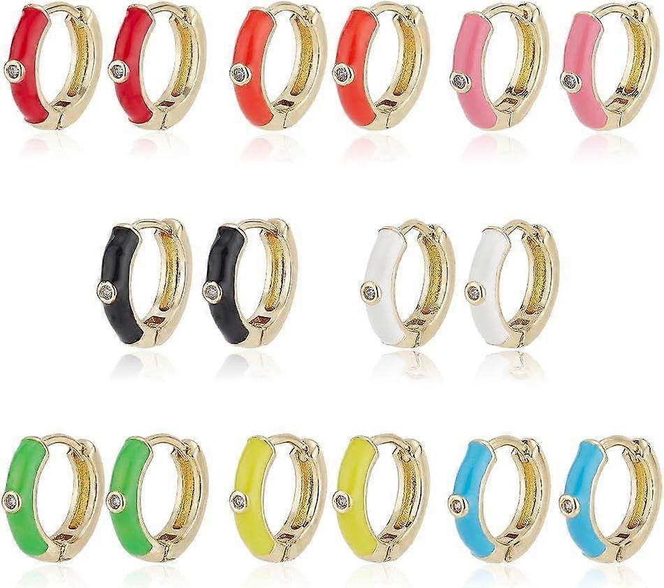 8 Pairs Enamel Huggie Earrings