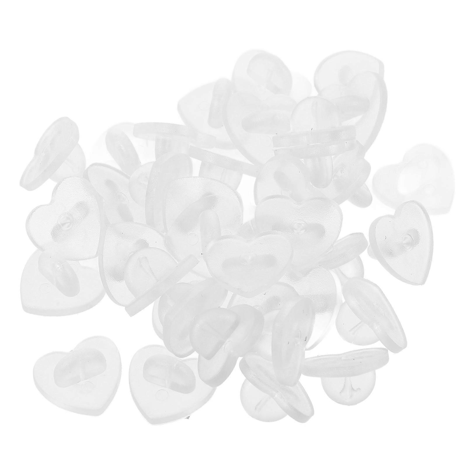 Locking Heart Pin Back Rubber Pin Backs for Brooch 50Pcs Transparent