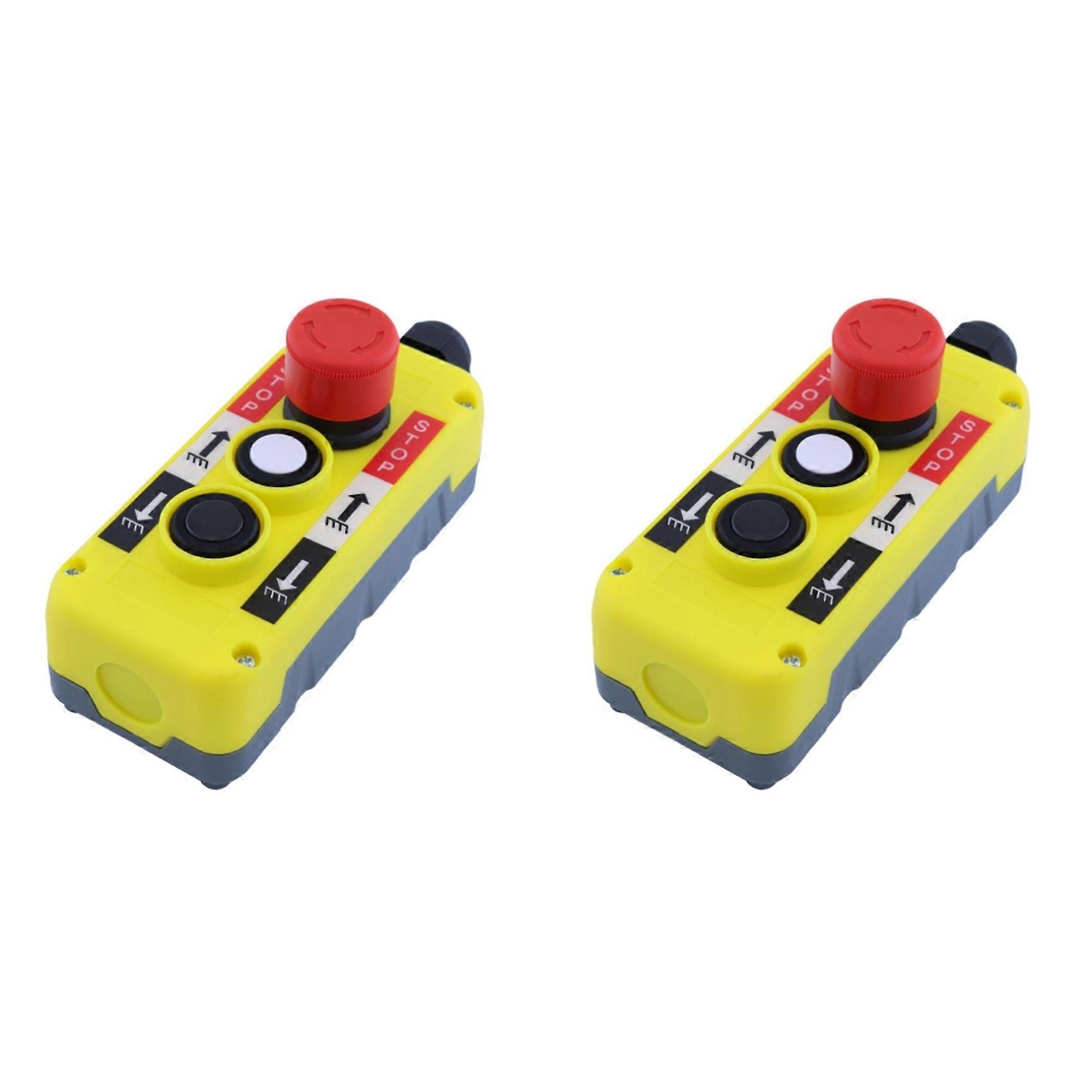 2X Electric Crane Remote Control Push Button Emergency Stop Switch Rainproof UP Down Hoist Switch Wear-Resistant