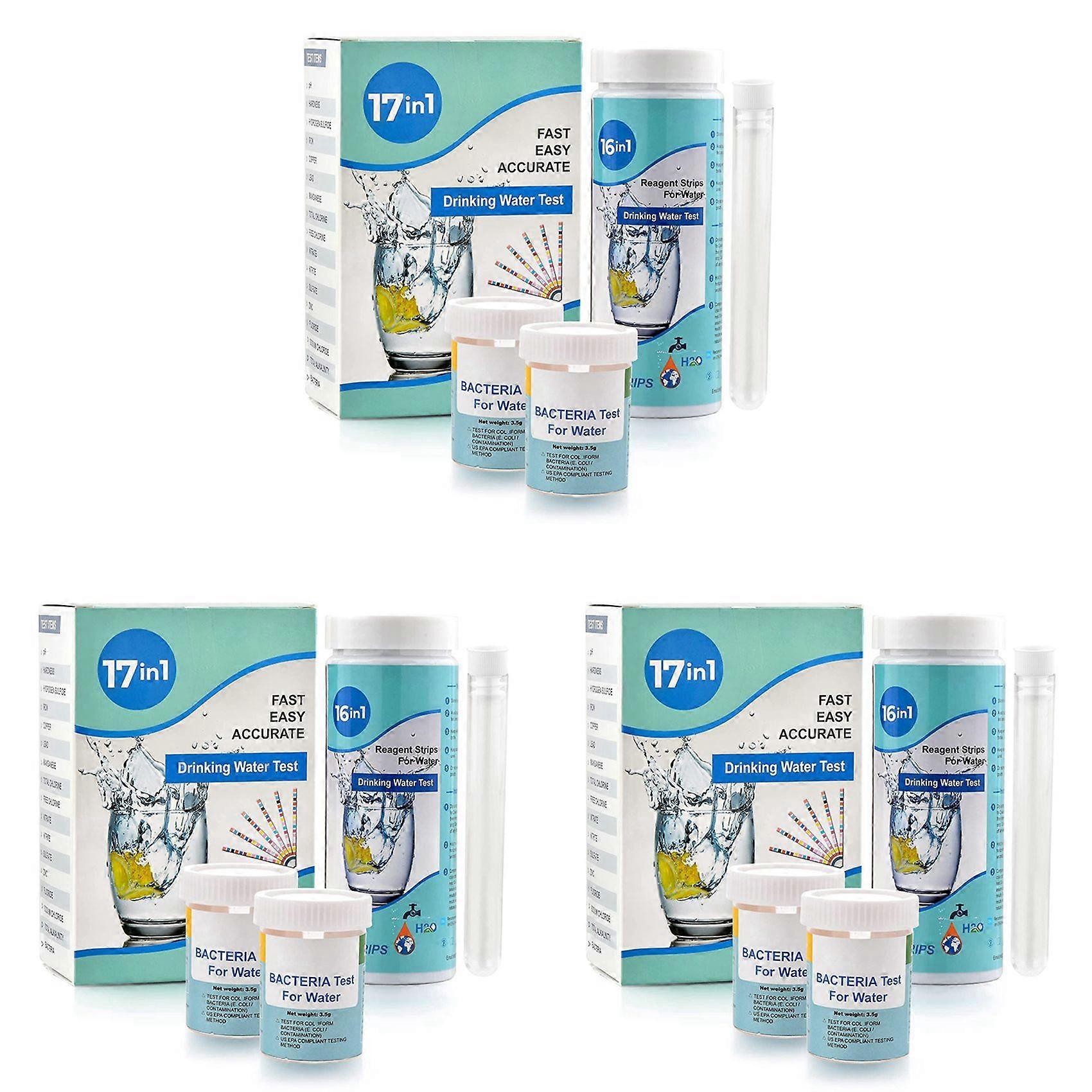 3X 17-In-1 Complete Water Test Kit for Home,100 Strips + 2 Water Testing Kits for Drinking Water Easy Testing, PH, Lead