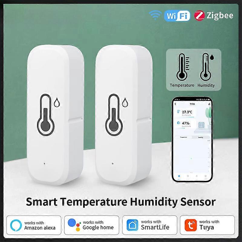 Tuya WiFi&Zigbee Smart Temperature Humidity Sensor With Remote Monitor&APP Notification Alert,High Precision Indoor Thermometer