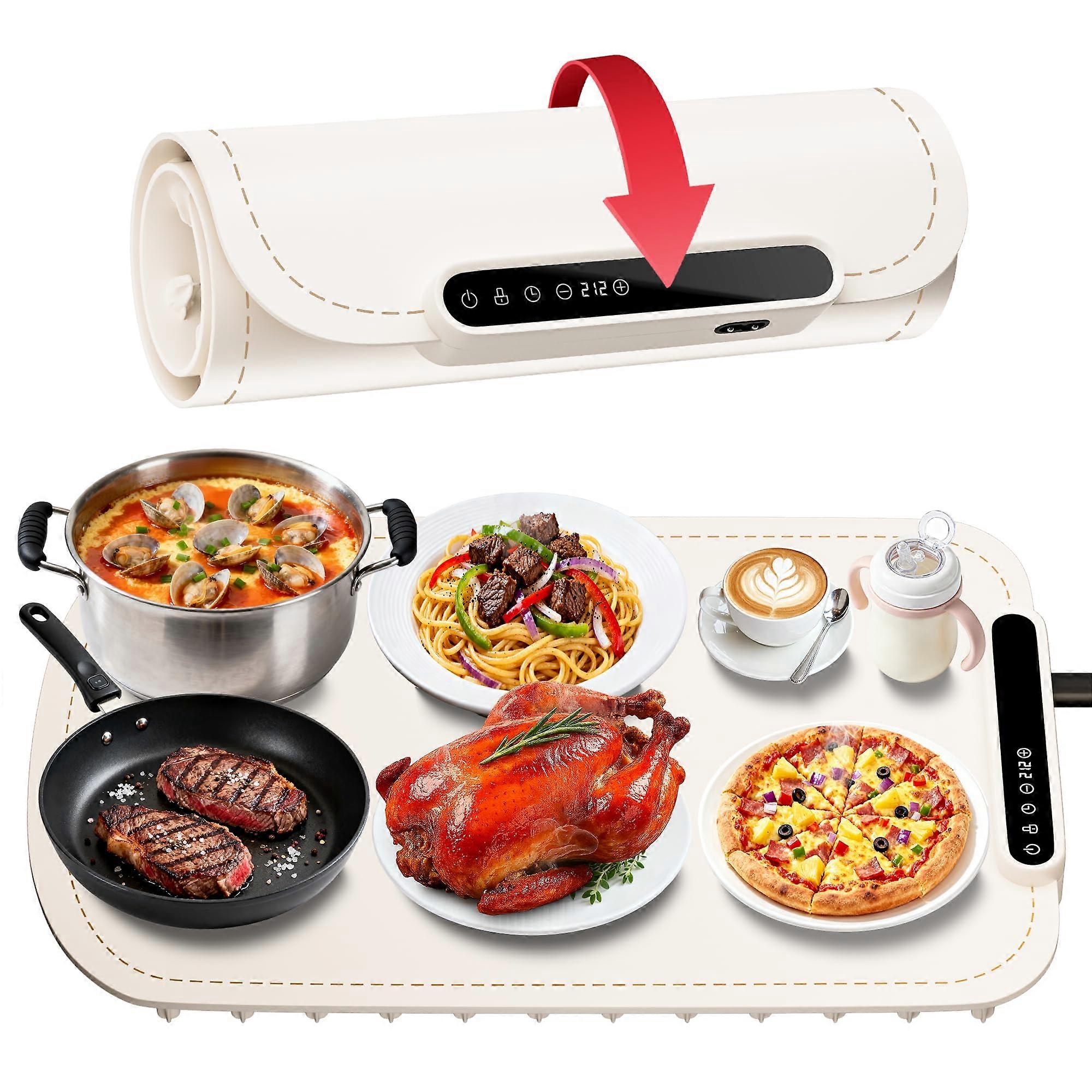 Electric Food Warmer Tray with Fast Heating, 7 Temp Levels, Timers, Buffet Use for Home and Travel