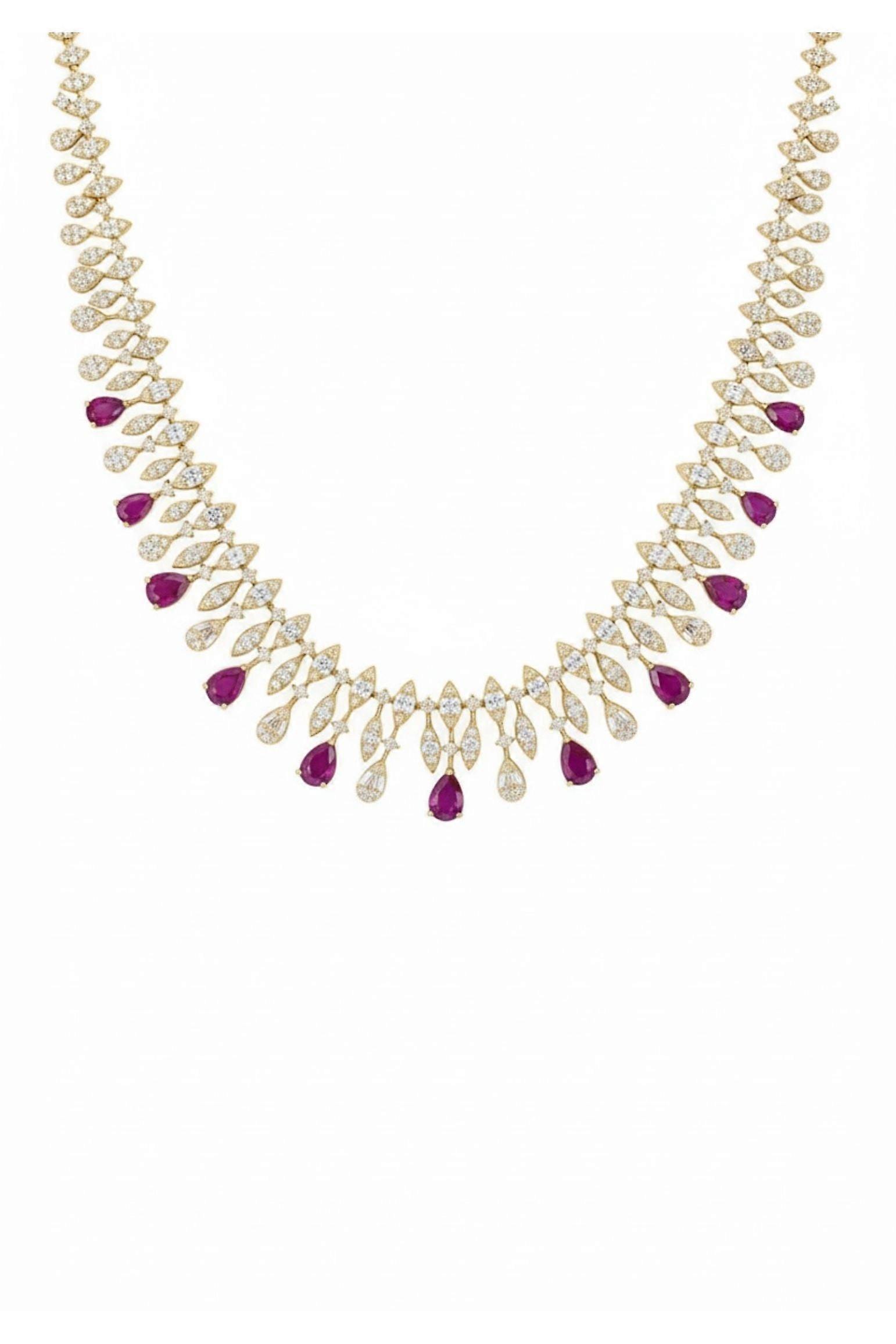 Duchess Ruby Statement Necklace Gold