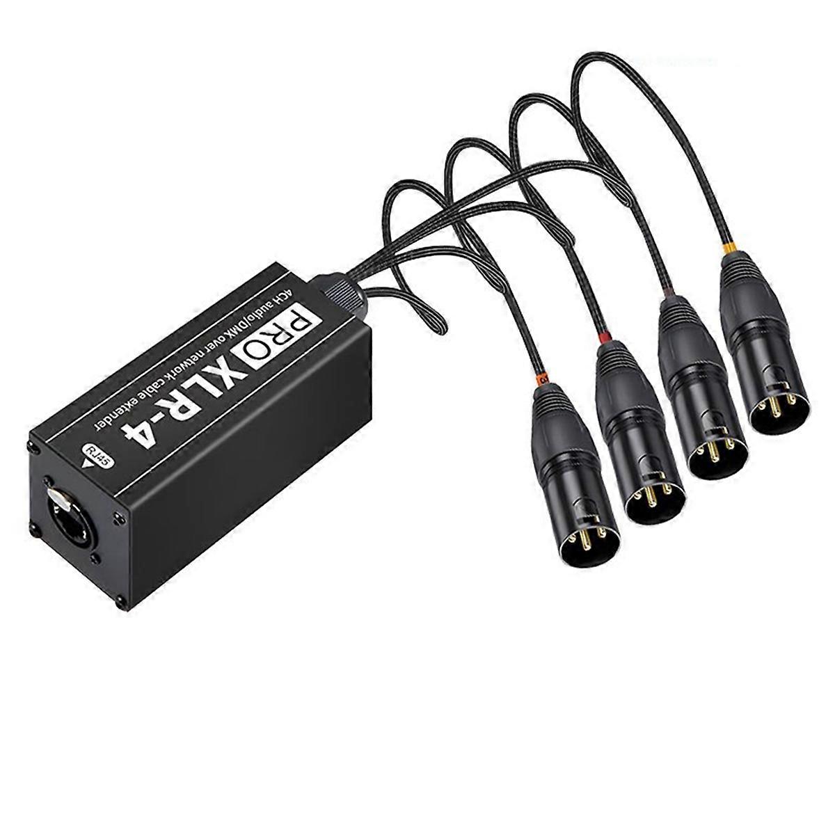 4-Channel XLR Audio and Network Cable Extender, DMX512 Network Signal Extender for Stage Sound Lighting Studio B