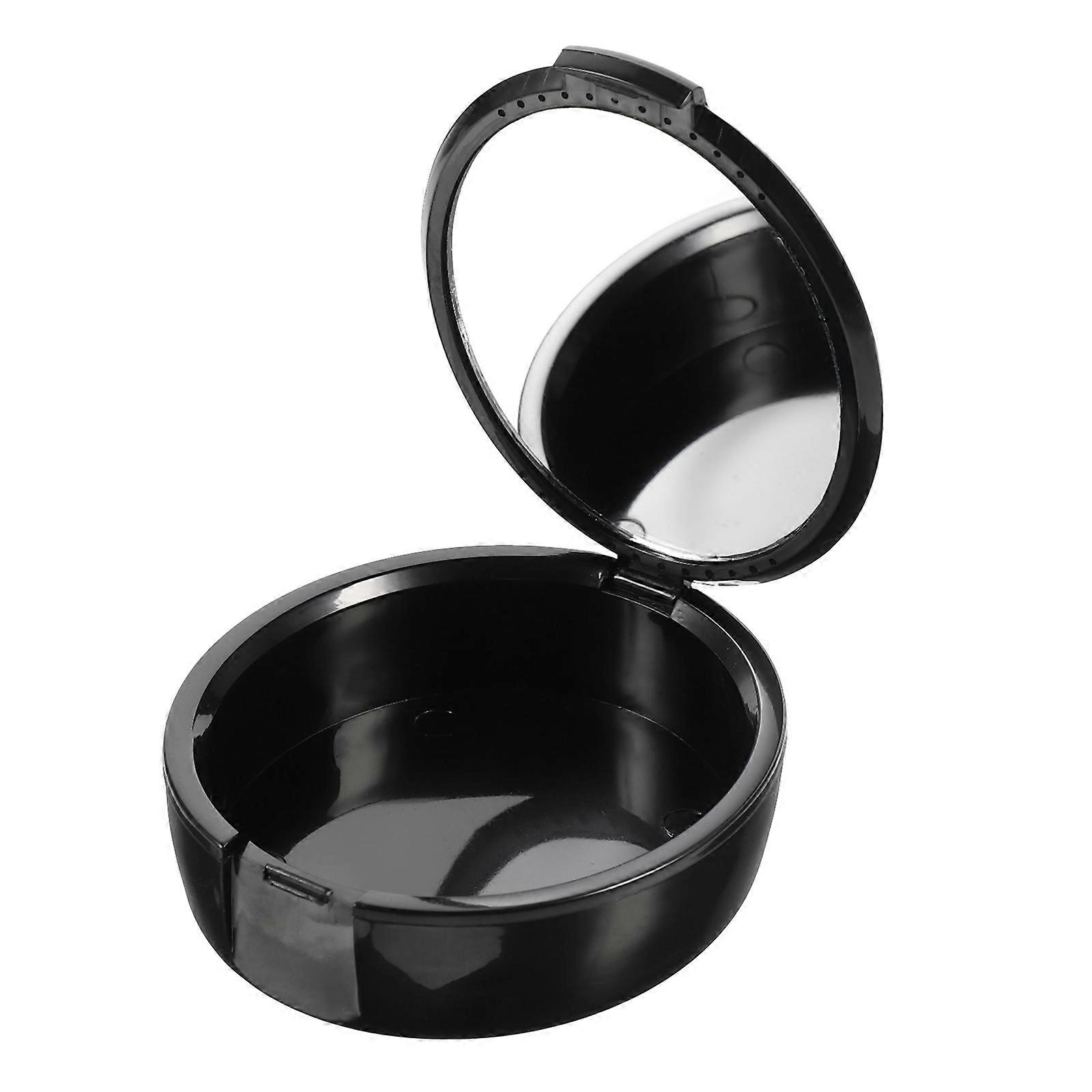 Denture Storage Case for Storage 1Pcs Practical Black Container with Mirror