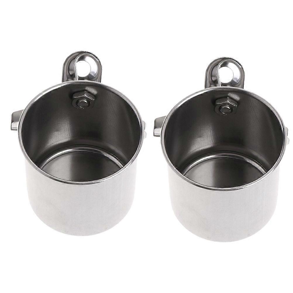 Practical Water Feeder 2Pcs For Pet Birds Specifically Designed For Cage Use In Durable Silver Material