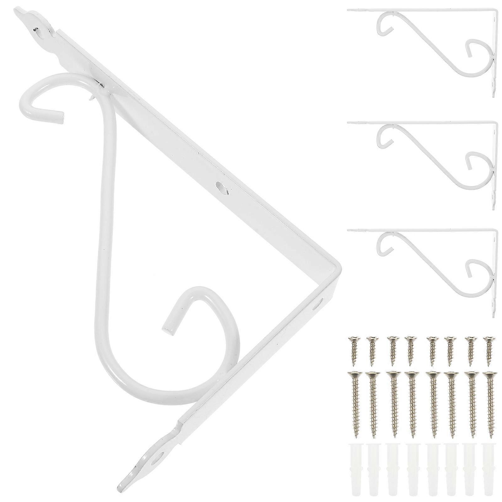 Wall Mount Shelf Bracket for Bookrack 4Pcs Floral Style Shelf Brackets White