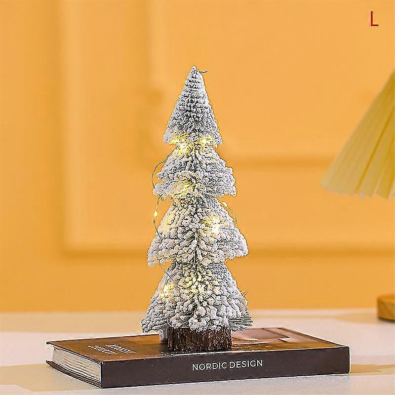 Mini Christmas Tree Ornaments With Light Flock Cedar Tree Realistic Tabletop 25-26