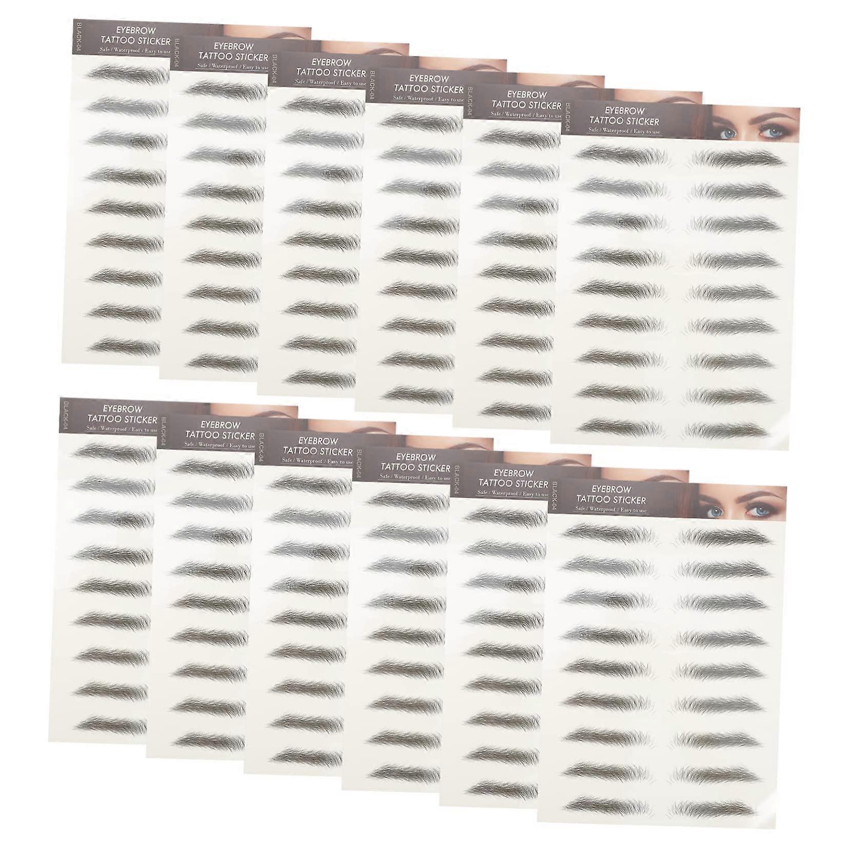 12Pcs Eyebrow Tattoo Stickers for Natural Look, Smudge Temporary Eyebrows