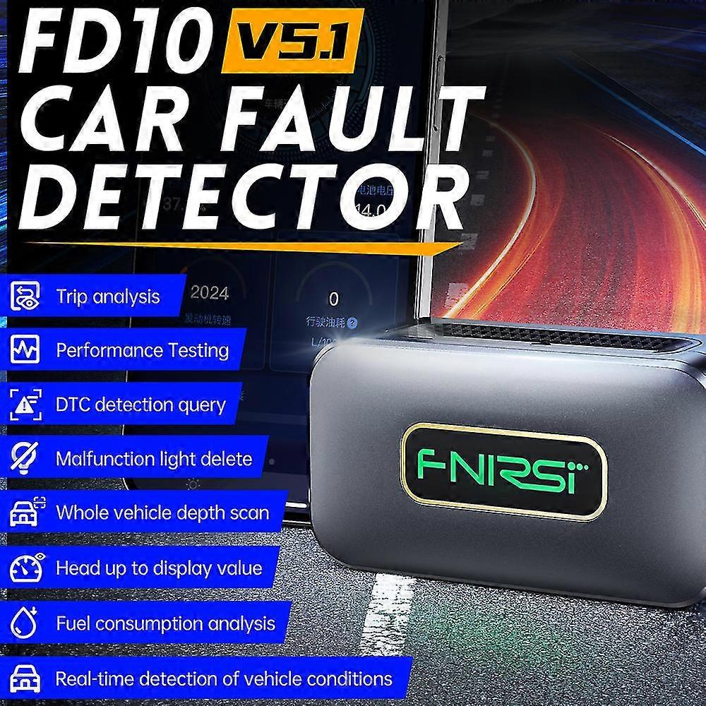Fnirsi Fd10 Car Obd2 Scanner Code Reader Clear Error Obd Diagnostic Tool Ios Android Bluetoothv5.1 Check Engine Light Car Repair 26-27s