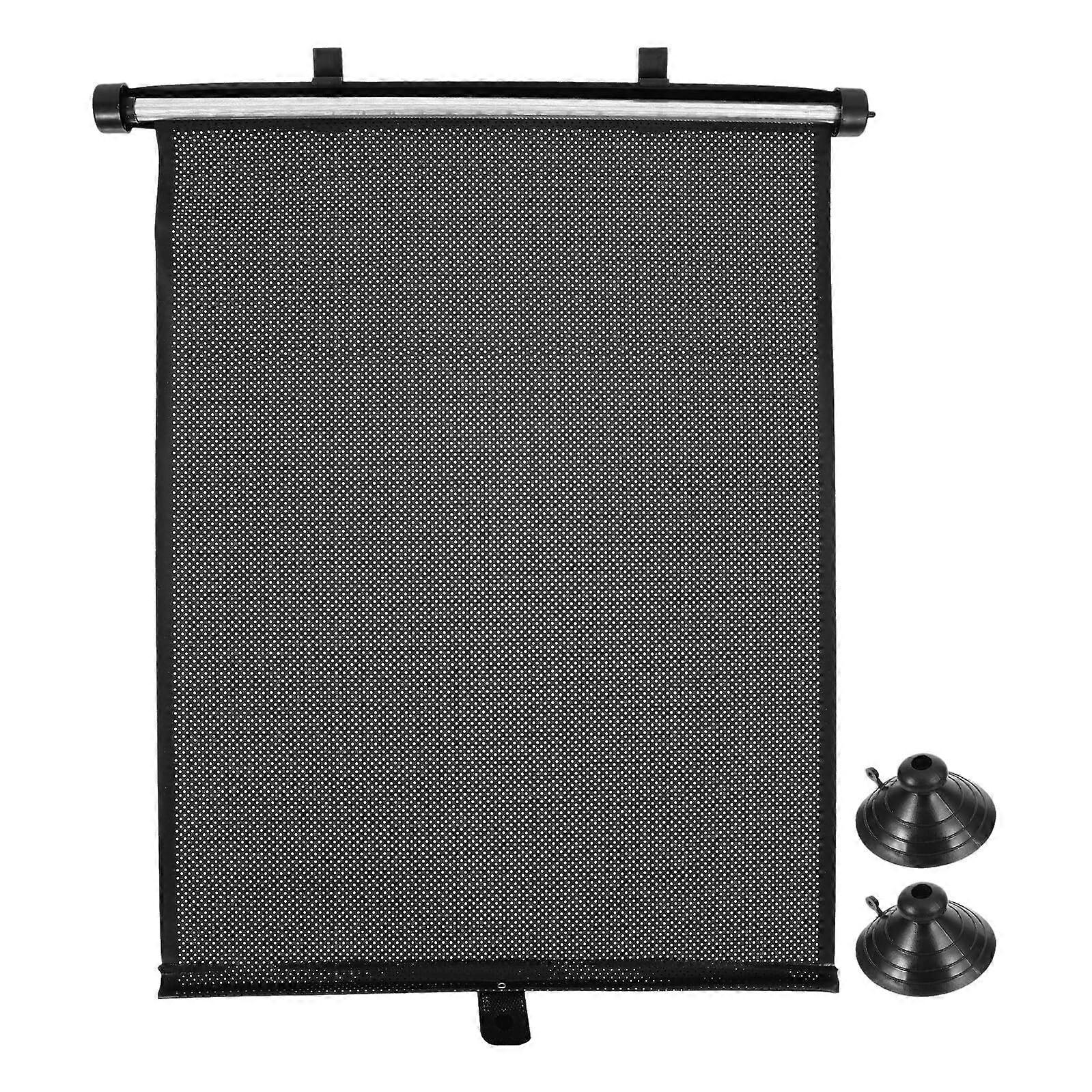 Car Side Window Sun Shade Retractable Roller PVC UV Protection Universal Fit Easy Install Black