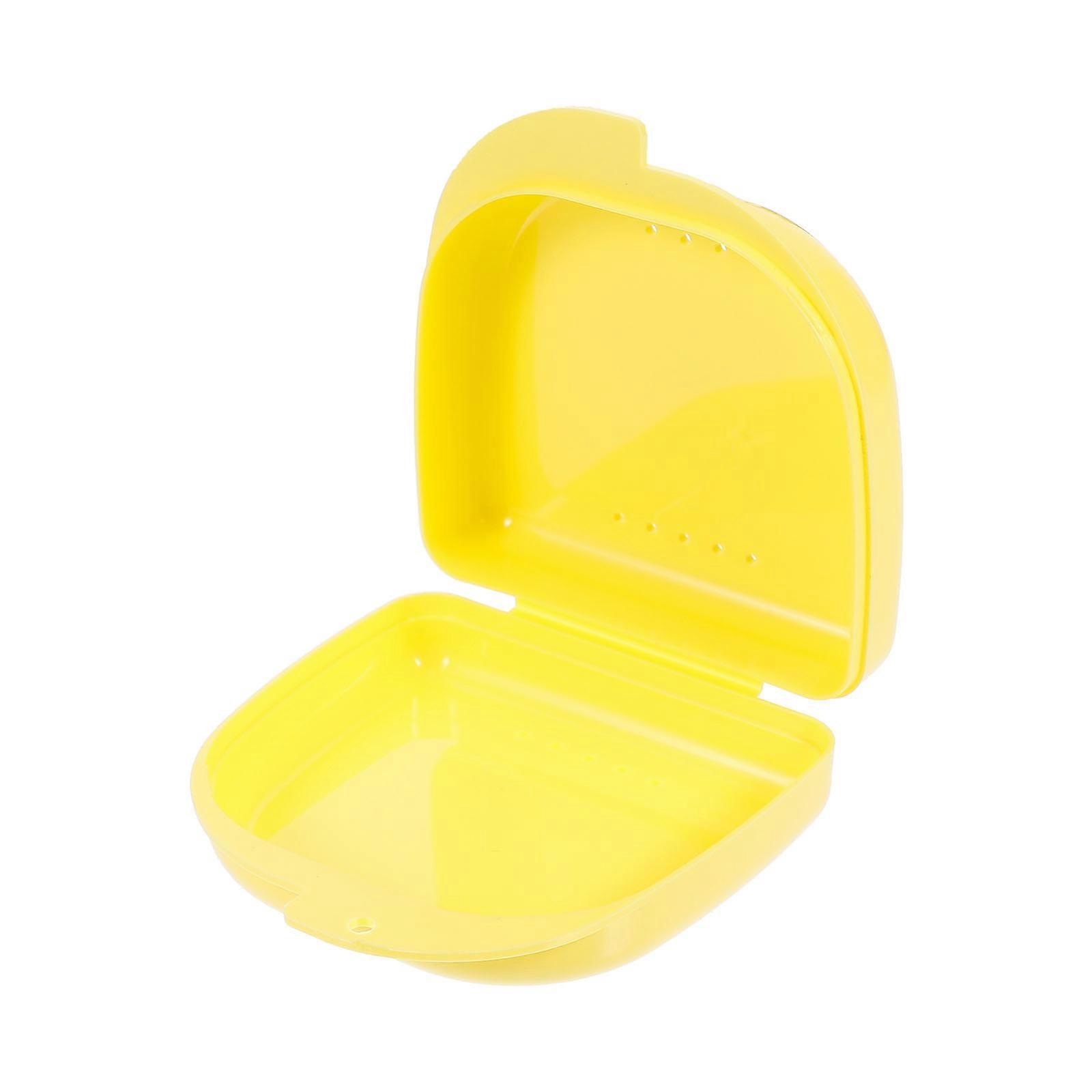 Dental Retainer Box Retainer Case for with Hinged Lid Snap Lock Yellow
