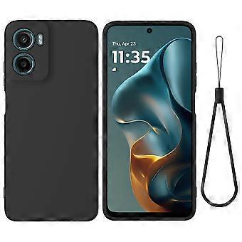For Motorola Moto G06 Power 4G Liquid Silicone Case Phone Back Cover with Hand Strap