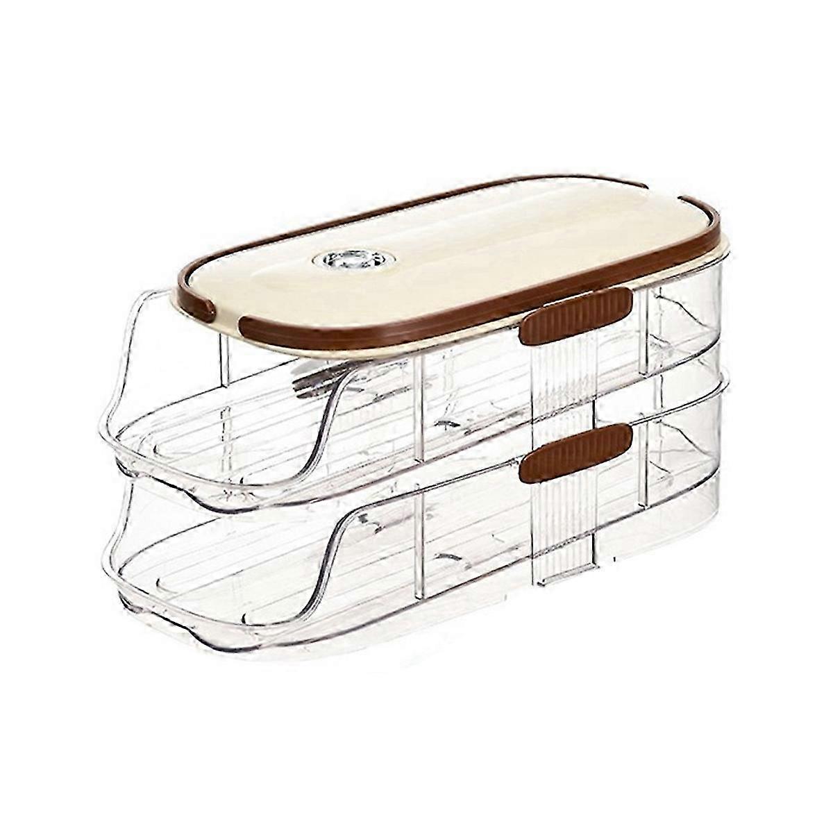 Double-Row Egg Storage Box Kitchen Refrigerator Side Door Egg Box Transparent Rolling Egg Rack,A