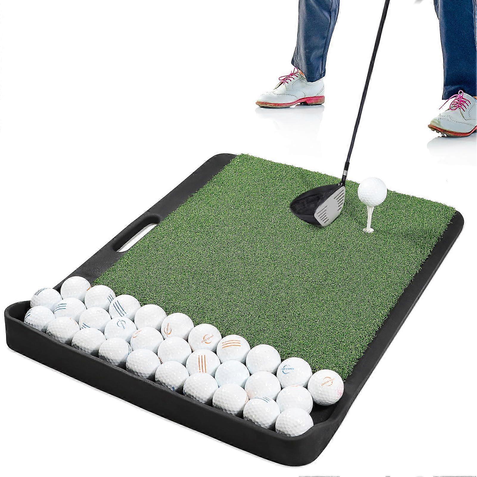 Golf Practice Mat with Ball Tray and AntiSlip Rubber Base for Indoor Home Training PM113