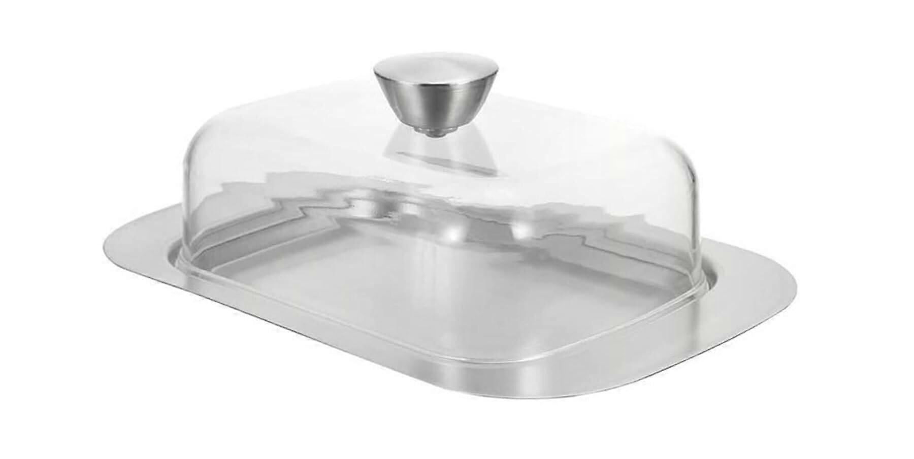 Stainless Steel Butter Dish with Lid, Rectangular Large Keeper for Cheese and Dessert Storage