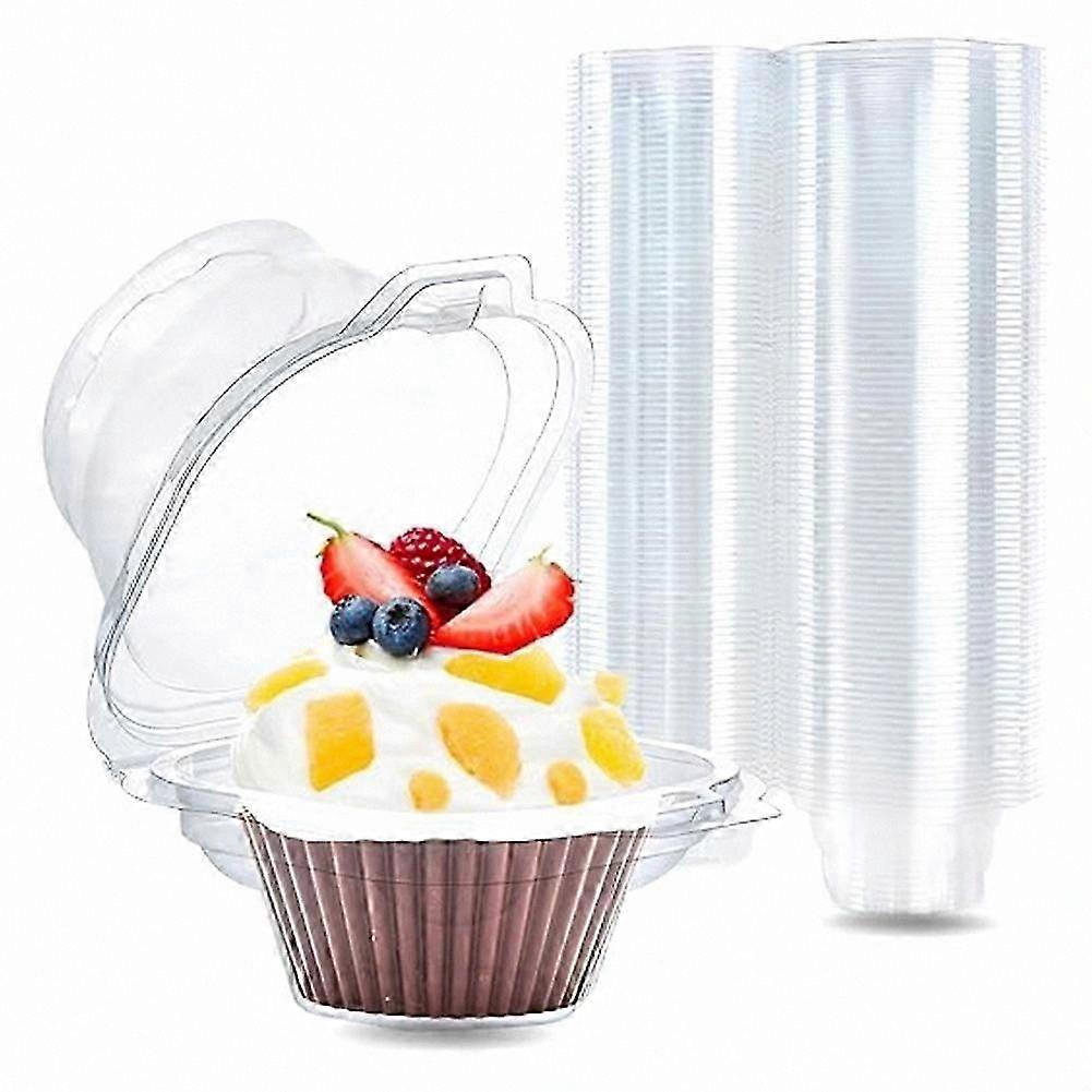 100 Clear Cupcake Boxes with Lids, Individual Muffin Containers, Single Compartment Carrier