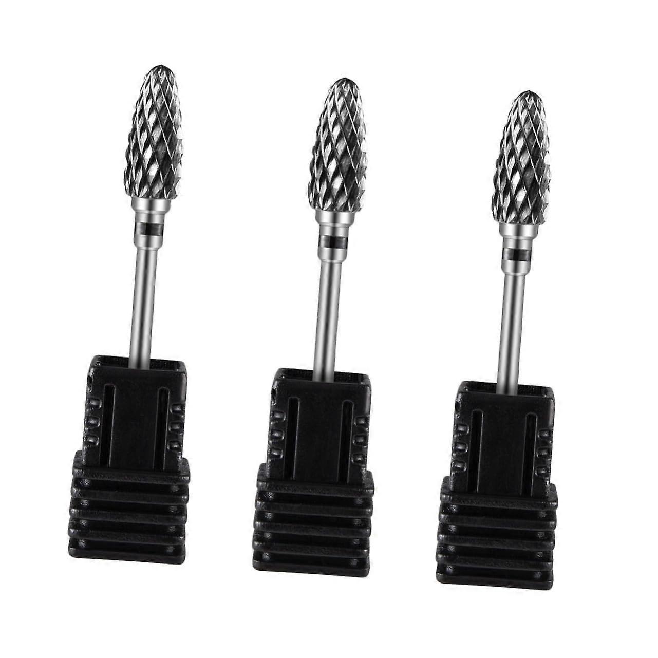 3pcs Tungsten Nail Drill Bits for Precise Cuticle Shaping, Durable Metal Manicure Tool Set