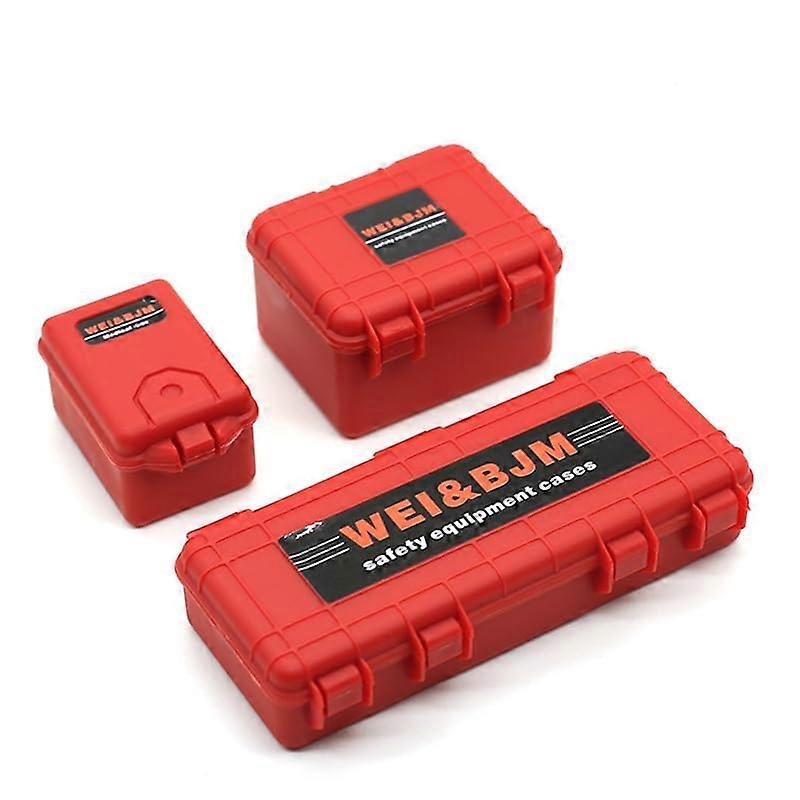 3Pcs Red Durable Plastic Storage Box Set for 1/10 Scale RC Crawler Compatible with SCX10 Accessories
