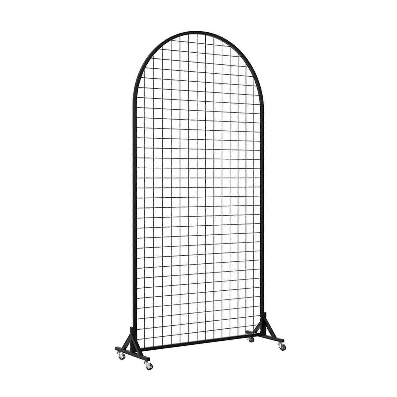 Gridwall Panel Display Rack with Wheels, DoubleSided Wire Grid Stand 60x160cm for Store Exhibit