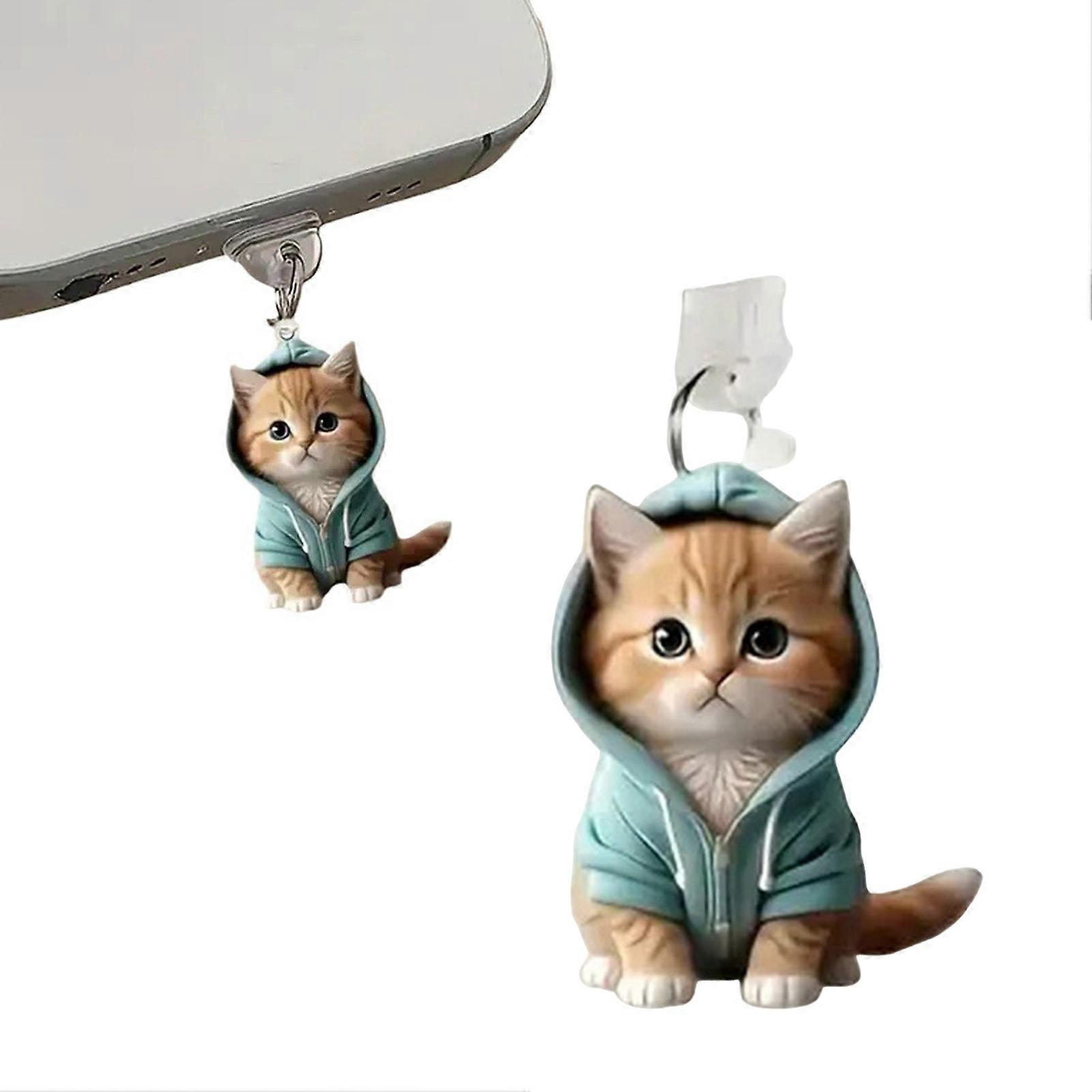 Cute Cat Pendant Dust Plugs - Acrylic Charging Port Protector - Universal for iPhone Android Type-C