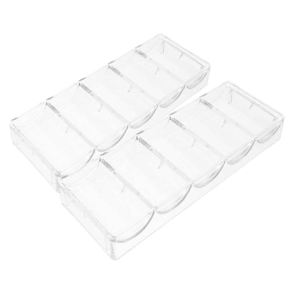 Poker Chip Holder Clear Acrylic Tray for Storage 2Pcs Transparent Set
