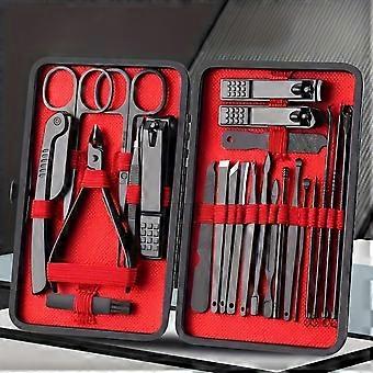 Professional 24 Piece Manicure Pedicure Set for Men, Durable Stainless Steel Nail Clippers Grooming Kit with Travel Leather Case