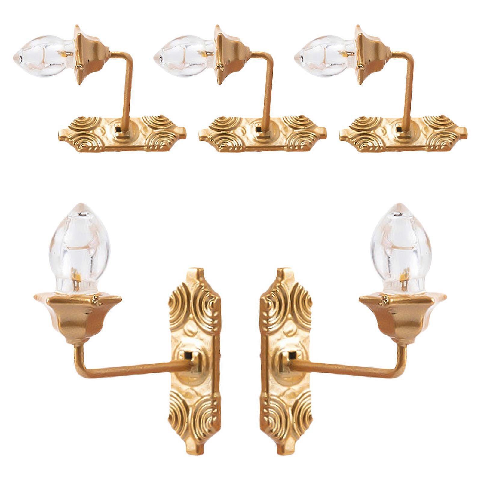 Mini Luminous Wall Lamp Tiny Wall Lamp for Miniature House 5Pcs ABS