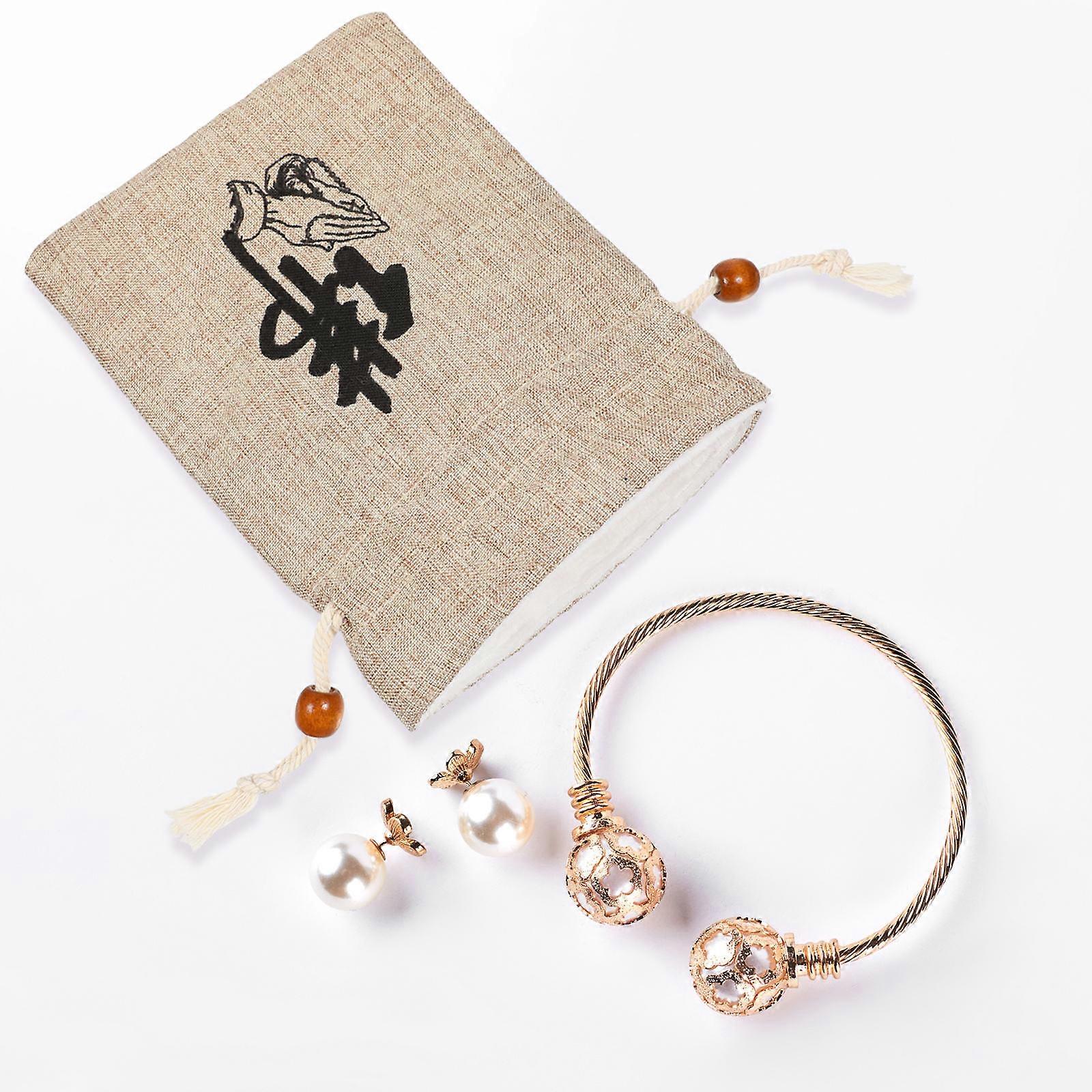 Cloth Bag Buddhist Beads Storage for Portable Use 2Pcs Set