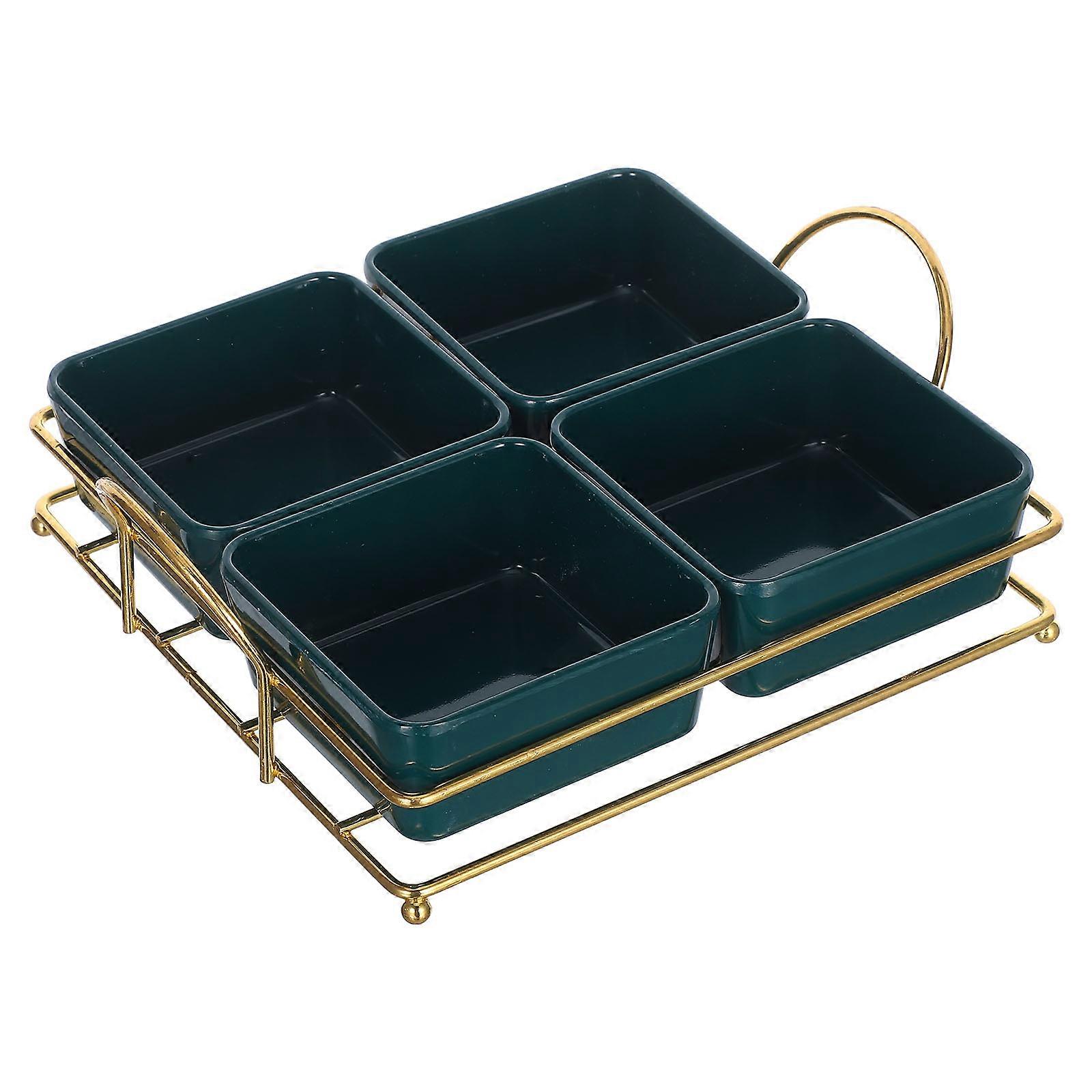 Divided Serving Tray Dark Green for Serving Snacks 1Set Tray