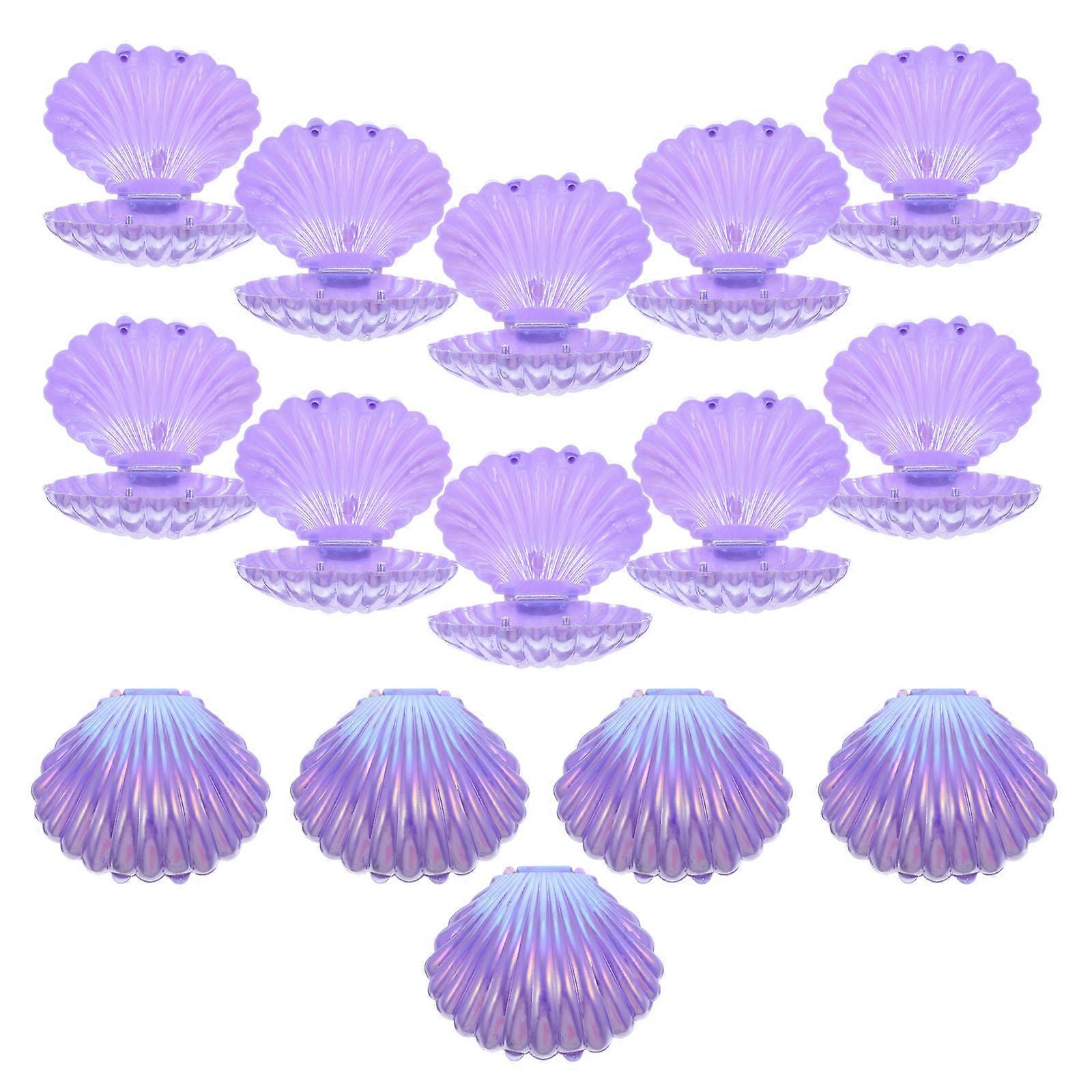 Purple Shell Candy Boxes for Party Plastic 15Pcs Wedding Treat Holders