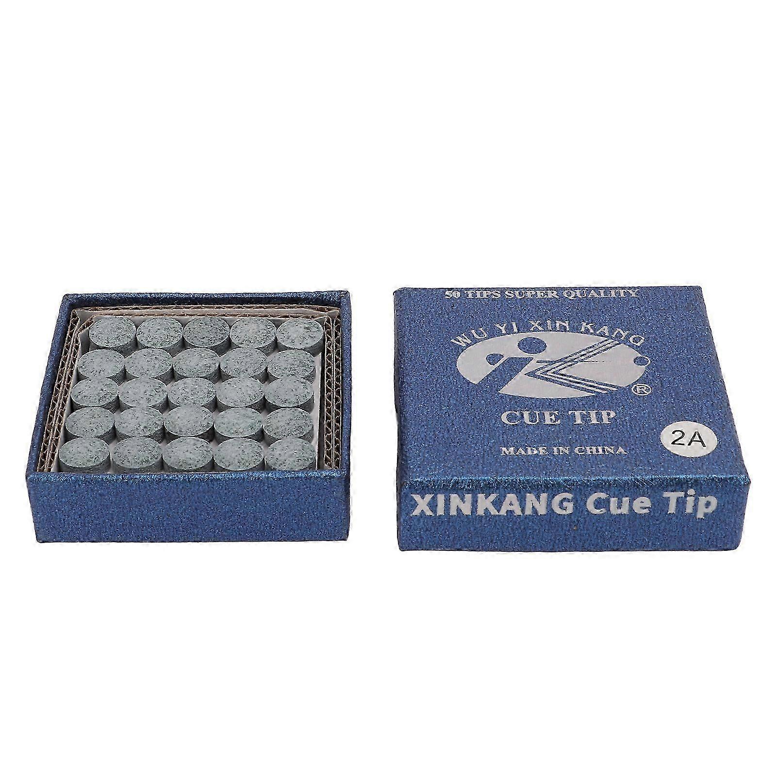 50pcs 2A British Single Layer Leather Pool Cue Tips with Storage Box Billiard Accessories 11mm