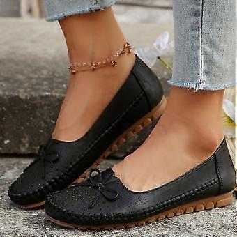 Zwarte geklede schoenen voor dames, dames geklede schoenen, casual platte geklede schoenen met ronde neus voor dames, instappers met touwzool, zwart, maat 9