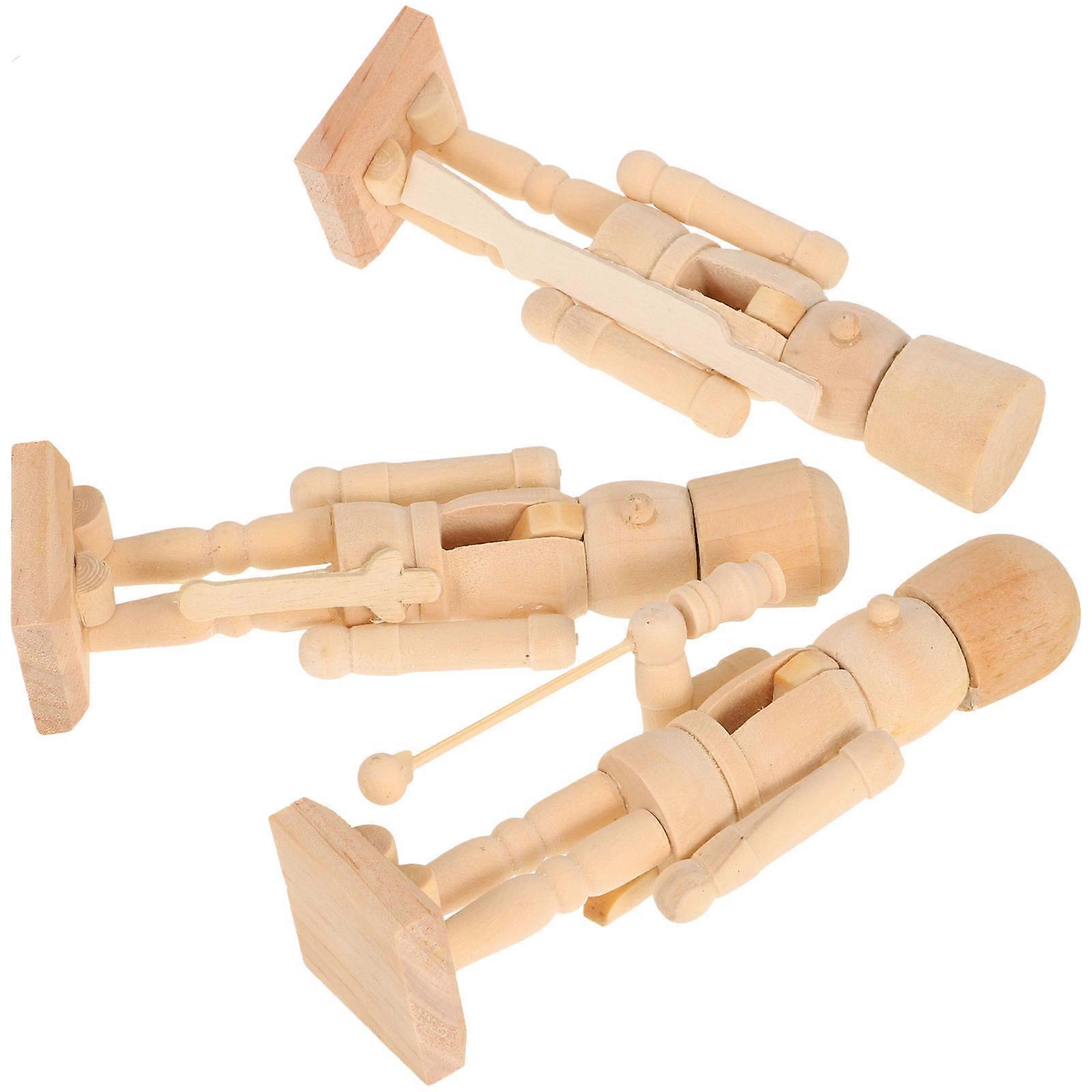 3pcs Christmas Ornaments Wooden Nutcracker Soldier Puppet (Random Pattern)