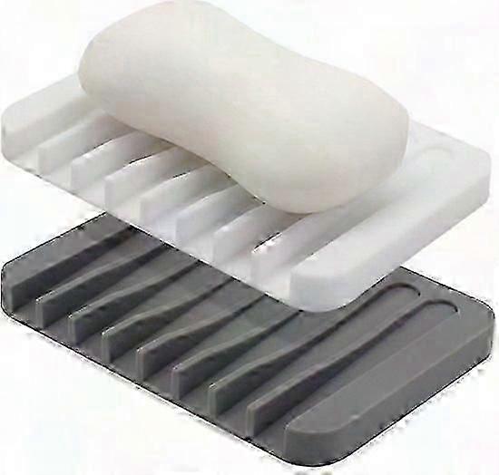 Silicone Soap Dish Set with Drain Tray