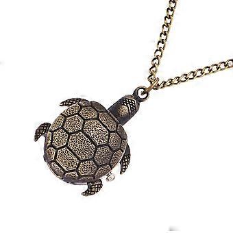 Zakhorloge met kwartssteen en ketting, 1 stuk, retro schildpaddesign, legering, cadeau