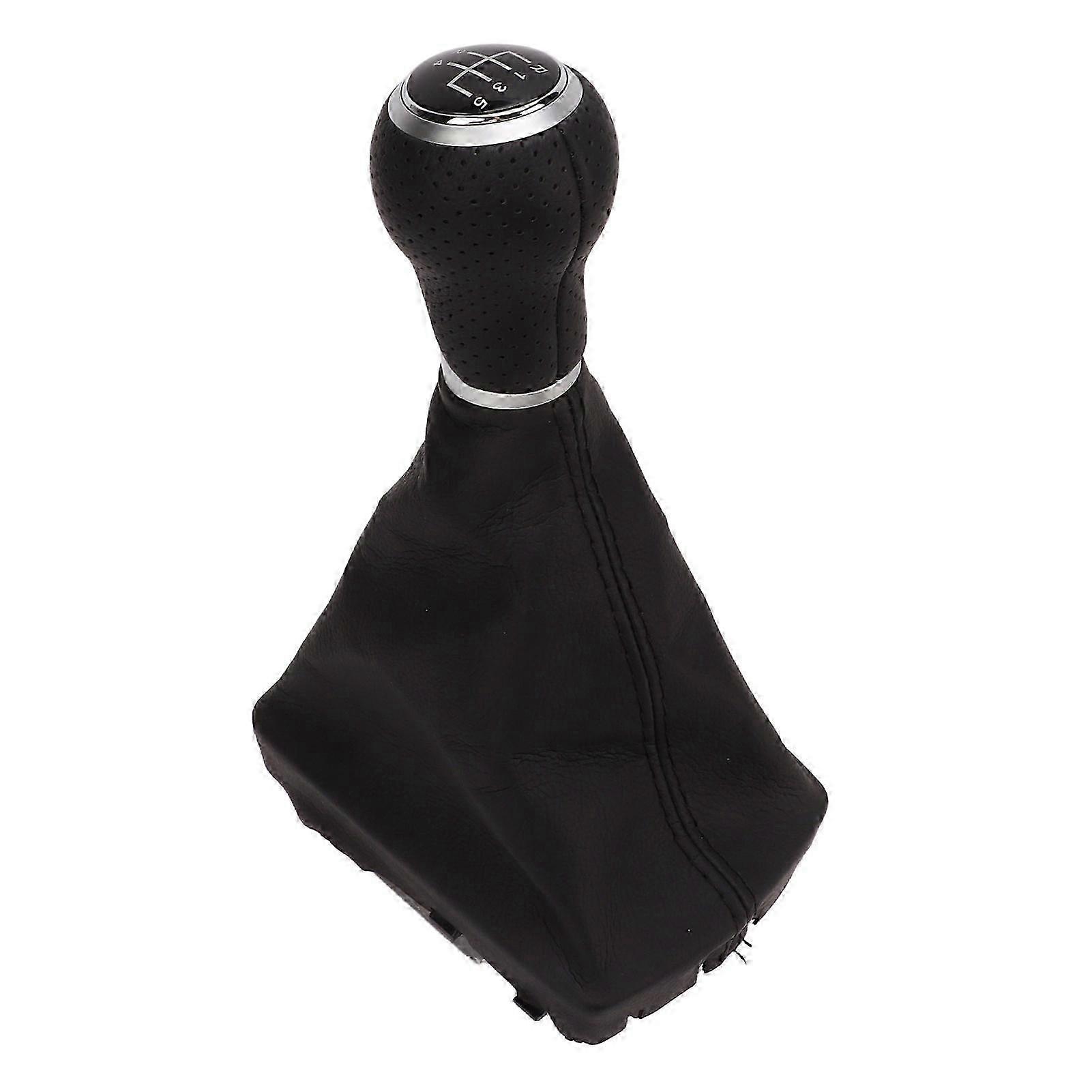 5 Speed Gear Shift Knob Boot Set compatible with A6 C6 2004-2011 Silver Ring