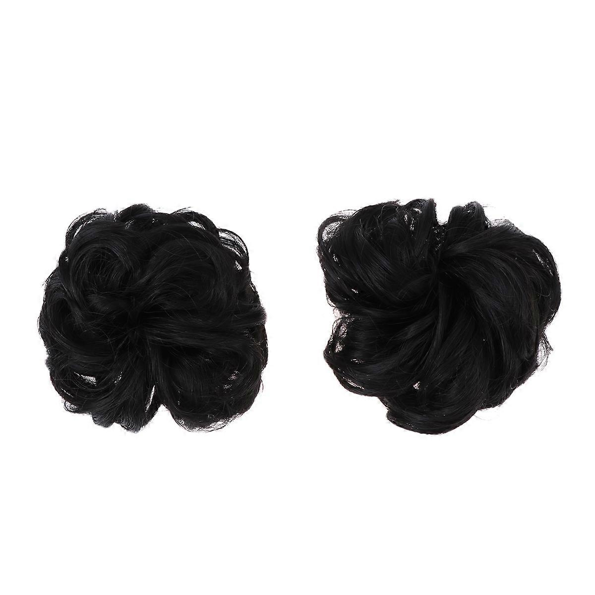 Chignon synthétique noir (lot de 2)