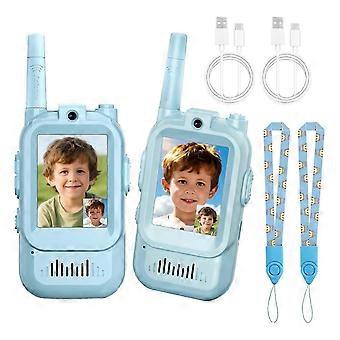 2026 5Sj 2026 5Sj Kinder-Video-Walkie-Talkies 2er-Pack, Zwei-Wege-Videotelefon mit Kamera und Bildschirm, Hand-Intercom-Spielzeug mit Trageband für drinnen und draußen