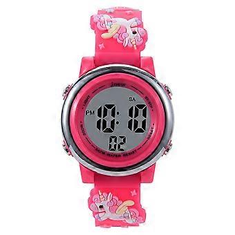 LED enhjørning Kids Watch 3D Cartoon Toddler håndleddet Digital Watch Vanntett 7 fargelys med alarm Stoppeklokke for 3-10 år Gutter Jenter Little Childrose