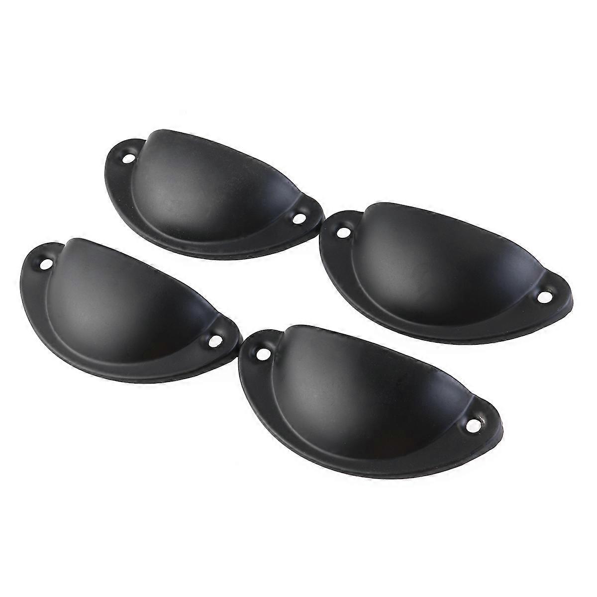 4pcs Vintage Decorative Door Drawer Pull Handle Metal Semicircle Knobs (Black)
