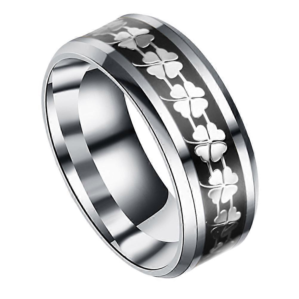 1Pc Mode Titanium Stål Ring Chic Fire Kløver Ring til Mand Kvinde Sort 13