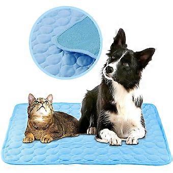 Cooling Mat For Dog, Pet Self-cooling Gel Pad Cat Cooling Mat Indoor Outdoor Cat Cold Mat In Summer Warm Blue L(70*55cm)