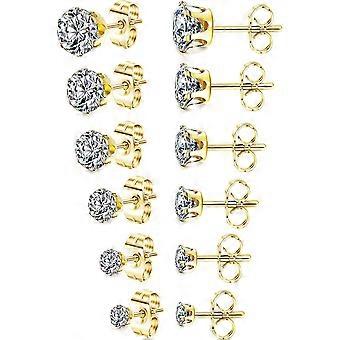 KATEA gioielli orecchino da donna rotondo in zirconia cubica trasparente (6 paia)
